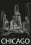 CHICAGO, ILLINOIS, USA: Trump tower, Chicago city centre. Hand draw sketch