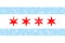 Chicago, Illinois winter snowflakes flag background. United States of America