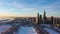 Chicago Loop and Michigan Lake at Sunrise in Winter. Aerial View. Chicago, USA