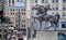 CHICAGO - MAY 5, 2011 - The Bowman, bronze sculpture of native american on horse, standing in Congress Plaza