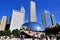 Chicago Millennium Park, Slivery Bean and city buildings