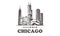 Chicago sketch skyline. Illinois, Chicago hand drawn vector illustration