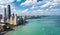 Chicago skyline aerial drone view from above, city of Chicago downtown skyscrapers and lake Michigan cityscape, Illinois, USA