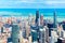 Chicago skyline. Cityscape of downtown, aerial panorama