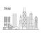 Chicago skyline - downtown cityscape, city landmarks