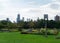 Chicago Skyline seen from a Garden with Plants and Flowers in Lincoln Park Chicago