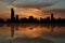 Chicago skyline at sunset