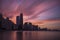 Chicago skyline at sunset