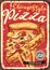 Chicago style deep dish pizza vintage sign