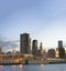 Chicago at sunset, Illinois. Beautiful city buildings at dusk