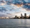 Chicago at sunset, Illinois. Beautiful city buildings at dusk