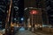 Chicago urban vintage river drawbridge at night