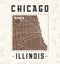 Chicago vintage t-shirt graphic design with city map.