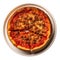 Chicagostyle Deepdish Pizza On White Smooth Round Plate On Isolated Transparent Background U.S. Dish. Generative AI