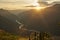 Chicamocha canyon, mountainous Andean scenery in Santander, Colombia, at sunset