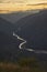 Chicamocha canyon, mountainous Andean scenery in Santander, Colombia, at sunset