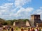 Chichen Itza, Mexico; April 16 2015: People visiting the ancient buildings of maya culture liek the pyramid, jaguar temple, planet