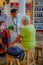 CHICHEN ITZA, MEXICO - NOVEMBER 12, 2017: Indoor view of Indian chaman using plants to cure sick people inside of a