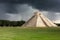 Chichen Itza pyramid under a storm, Mexico