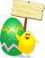 Chick, Easter egg and sign