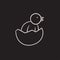 Chick peeking out of egg shell sketch icon.