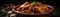 Chicken Adobo On Stone Rustic Pub Wide Panoramic. Generative AI