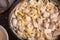 Chicken alfredo pasta souce in coocking plaste