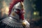 Chicken animal portrait dressed as a warrior fighter or combatant soldier concept. Ai generated