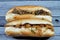 Chicken and Beef meat shawarma sandwiches, popular Middle Eastern dish that originated in Ottoman Empire, meat, chicken cuts to