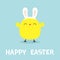 Chicken bird face head wearing bunny rabbit ears band. Happy Easter. Cute cartoon funny kawaii baby character. Flat design.