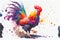 Chicken bird rainbow watercolor