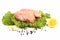 Chicken breasts on lettuces leaves isolated