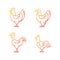 Chicken breeds gradient linear vector icons set