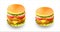 Chicken burger hot fried, banner ads. Vector Realistic.