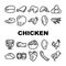 Chicken Carcass, Meat And Organs Icons Set Vector