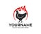 Chicken in circle and flame of fire, logo design. Food, meal and eating, eatery and restaurant, vector design