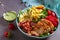 Chicken Cobb Salad. Chicken bacon avocado and sweet corn salad.