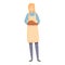 Chicken cook icon cartoon vector. Woman kitchen