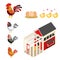 Chicken coop illustration set