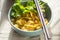 Chicken curry with mango and coriander and rice