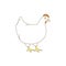 Chicken domestic bird. Poultry hen fowl. Outline line contour vector icon illustration