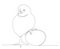 chicken and egg drawing in one continuous line, isolated