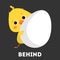 Chicken and egg. Learning preposition with bird