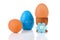 Chicken eggs with blue timer