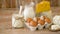 Chicken eggs, milk, sour cream and cottage cheese