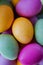 Chicken eggs painted with food colors for Easter