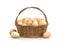 Chicken eggs in rattan basket