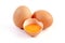 Chicken eggs on white isolated background