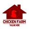chicken farm logo vector, illustration of laying hens in a circle on a farm building