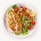 Chicken fillet with salad. Healthy eating, keto diet, diet lunch concept. Isolate